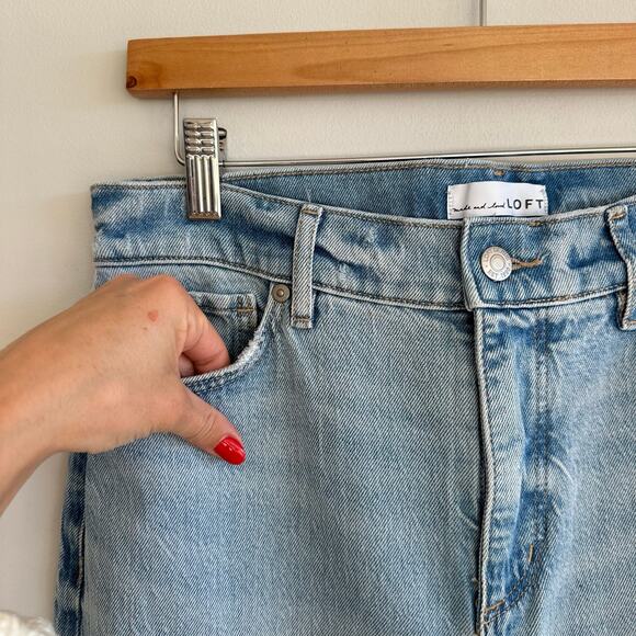 LOFT Unpicked Hem High Rise Wide Leg Jeans Light Indigo Wash 26 - Picture 6 of 11